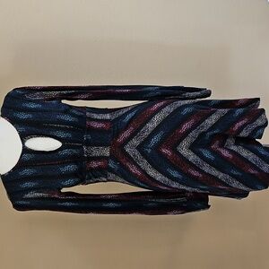 Free people Goth Wednesday Addams long sleeve Chevron Open Back  dress size 0